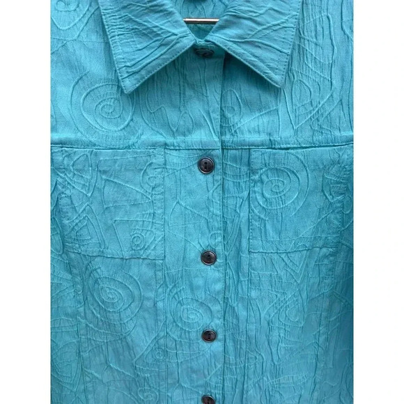 Kaktus Womens Long Sleeve Button Down Swirl Jacket Blue Sz M - Picture 3 of 10
